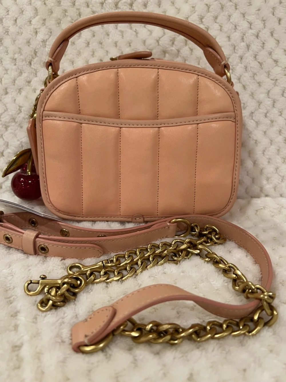 Coach Quilted  leather Vintage Lunchbox Reedition  Top handle crossbody in Blush - Picture 8 of 10